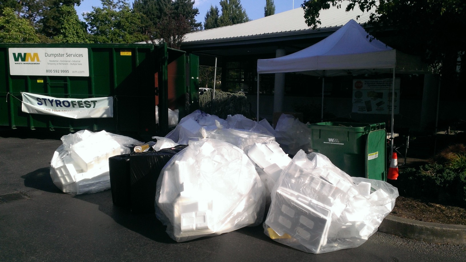 Bagged styrofoam for recycling collected in June 2015